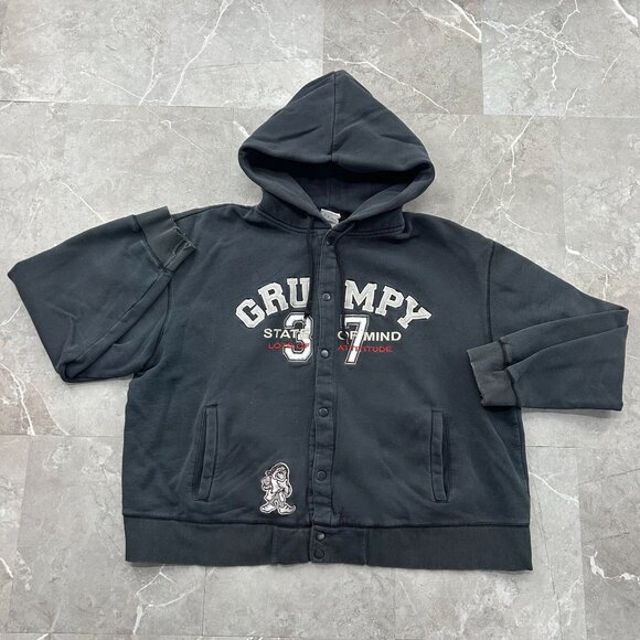 VINTAGE DISNEY GRUMPY DWARF HOODIE MENS XL FLEECE LINED EMBROIDERED - Picture 1 of 11